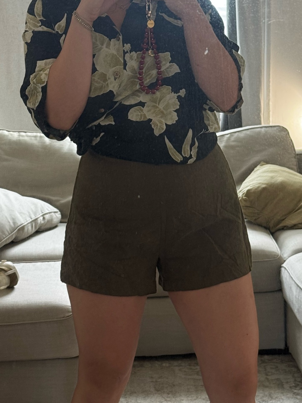 Third form High-Rise Olive Women’s Casual Shorts